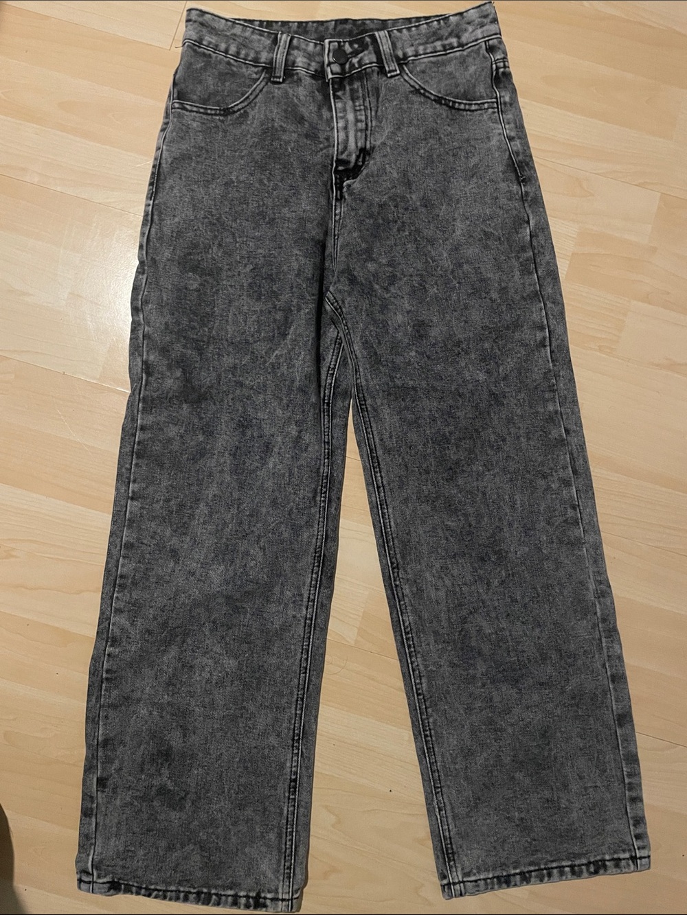 Washed Black Straight-Leg Jeans